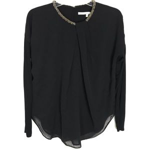 Rachel Roy black blouse with a beaded neckline S